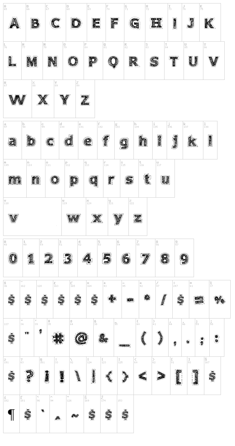 Needlework Perfect font map